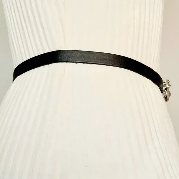 💎Rhinestone Studded Washer Ring Buckle Skinny Belt Adjustable Medium To Small - Picture 5 of 12